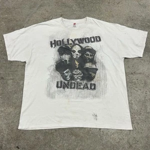Vintage Hollywood Undead Heavy Metal Euro Band Tee White T Shirt Adult 2XL XXL - Picture 1 of 11