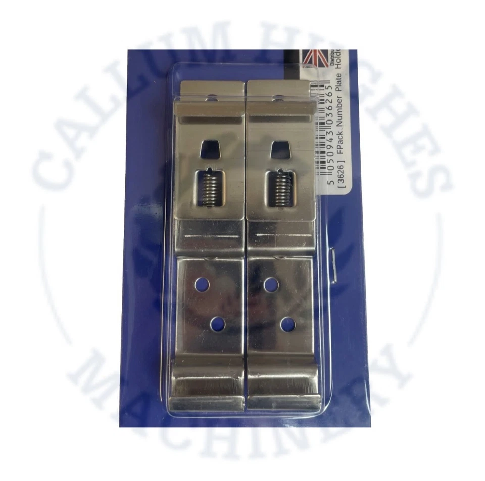 Trailer Number Plate Clips Holder Spring Loaded Stainless Steel One Pair New UK - Image 1 of 1