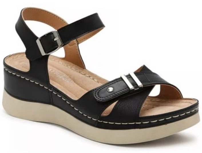 Patrizia By Spring Step Womens Cirielle Wedge Sandal Comfort Walk Black 41/10 - Image 1 of 4