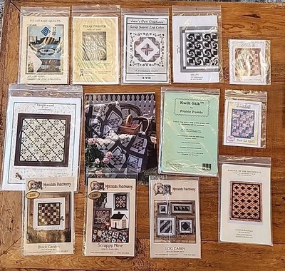 Lot of 13 Quilt Patterns: Lone Star Texas Twister Log Cabin Mountain Patchwork - Image 1 of 4