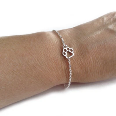 Bracciale con Piccola Zampa Cane Gatto Argento a Catena braccialetto Uomo Donna - Immagine 1 di 4