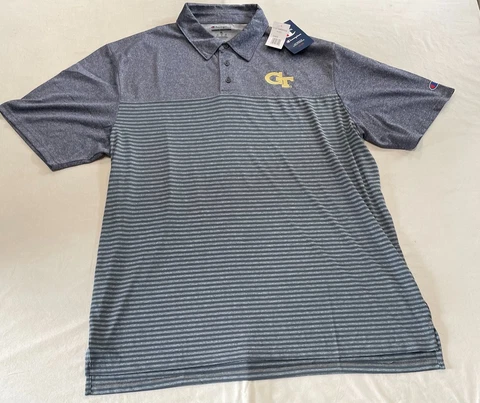 Champion Georgia Tech Blue Polo Shirt Size XL Short Sleeve Cover
