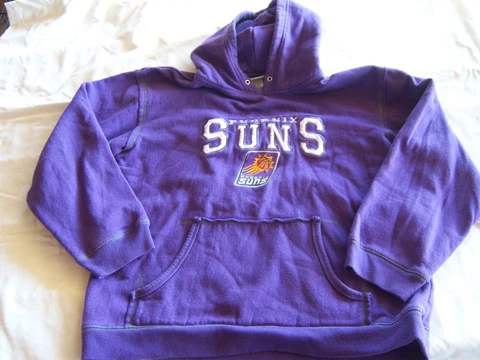PHOENIX SUNS VTG HOODIE PURPLE ORIGINAL FLAMING BASKETBALL LOGO Youth 16/18 XL Cover