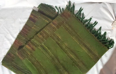 美丽复古羊毛披肩 Vijay's Hill Queen 披肩绿色条纹条纹非常柔软 — 第 1/4 张图片