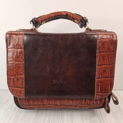 Bolso de mano de cuero vintage BELLE ROSE para mujer cartera marrón logotipo sin correa para el hombro Foto 1 de 4