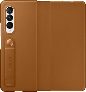 SAMSUNG Etui en Cuir avec Rabat Marron Clair Galaxy Z Fold 3 - Photo 1 sur 8