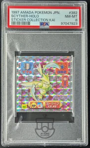 Pokemon 1997 Japanese Amada Kai - Scyther #382 Prism Holo Sticker PSA 8 NM-Mint - Bild 1 von 2