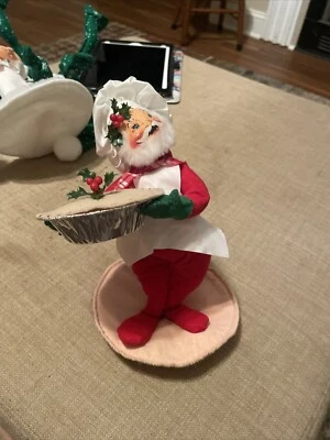 Muñeca de muérdago Annalee Santa Baker Pie 1993 de colección 9" de alto Navidad EE. UU. Foto 1 de 4