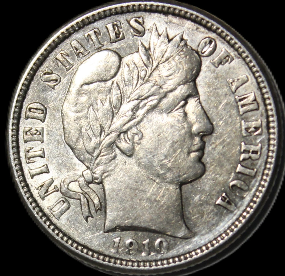 1910 10C Barber Dime - CHOICE AU- FREE SHIPPING - Image 1 of 2