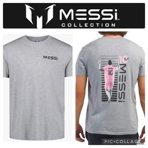 Messi authentic logo number 10 soccer player gray Tshirt size M NWT - Picture 1 of 9