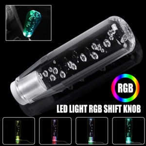 Car LED Light RGB Shift Knob Stick Crystal Transparent Bubble Gear Shifter 15cm - Afbeelding 1 van 8