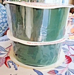 Vintage Berwick Forest Green Velveteen Ribbon 2.5" Wide 25 Yards NEW Waterproof - Picture 1 of 24