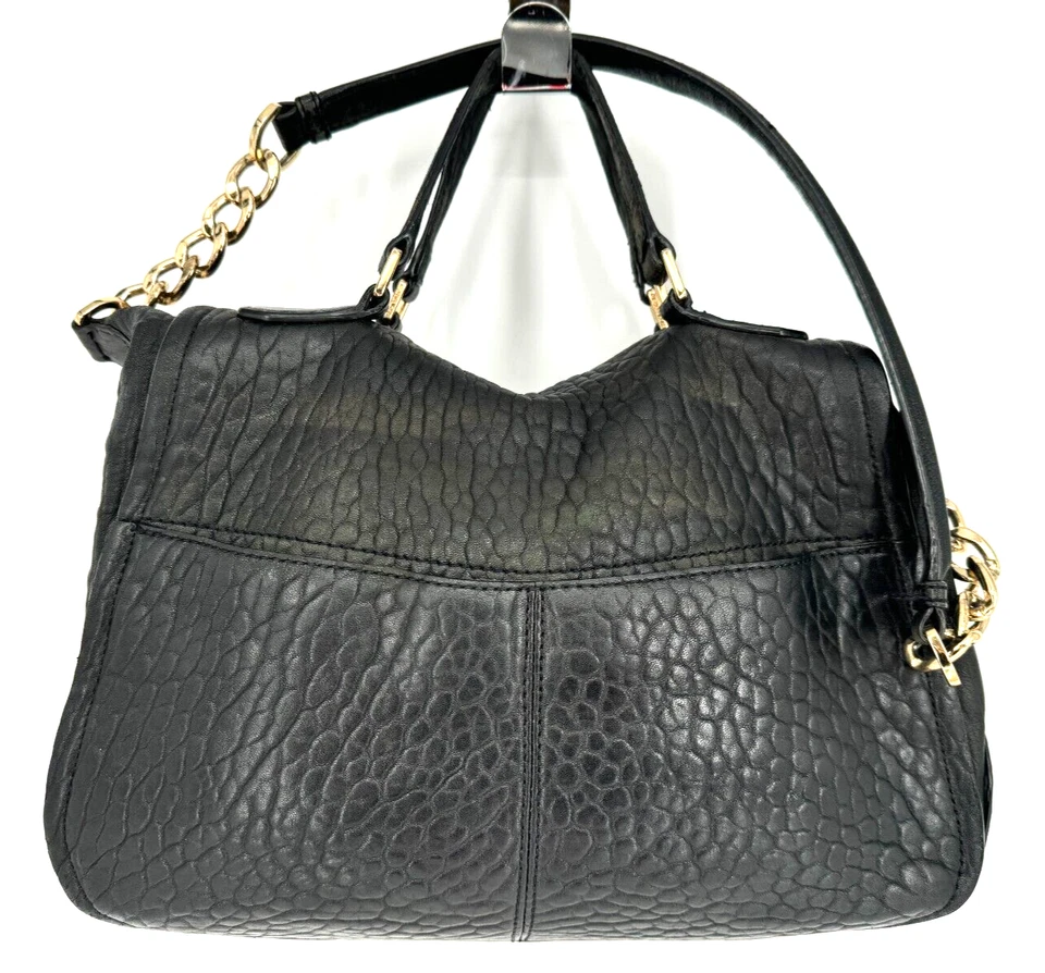 De Colección Michael Kors Negro Lujoso Cuero Guijarro Dorado Tachuelas Bolso de Mano Foto 1 de 4