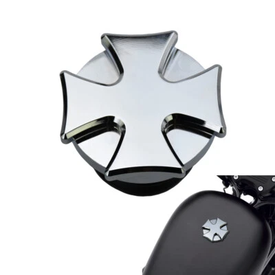 Chrome Cross Gas Cap Fuel Tank Right Thread For Harley Dyna Low Rider Touring - Image 1 of 4