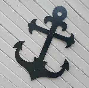 Black Anchor Wall Hanging Decor 36" Metal Outdoor Nautical Ship's Art USA - Picture 1 of 1