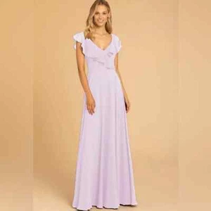 Hayley Paige Occasions 52010 Bridesmaid Gown Lilac Chiffon Dress US Size 14 - Picture 1 of 8