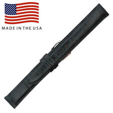 16mm Black Matte Genuine American Alligator Watch Strap MADE IN THE USA 1057