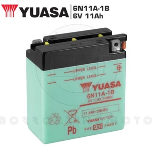 BATTERIA MOTO D'EPOCA YUASA 6N11A-1B 6V 11Ah AERMACCHI Ala Azzurra 350 1985 > - Foto 1 di 3
