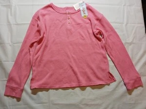 Girls' Long Sleeve Henley Waffle Top Cat & Jack Pink Size L - Picture 1 of 5