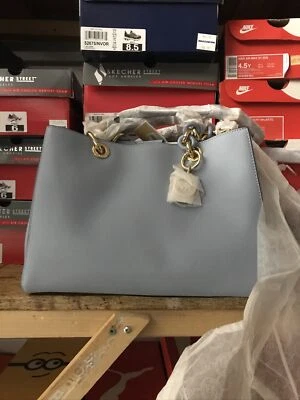 Michael Kors Cynthia Medium Saffiano Leather Satchel Shoulder Pale Blue - Image 1 of 2
