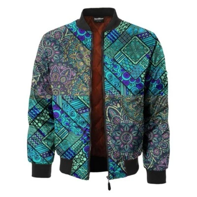 FRESH HOODS Tribal Art Underwater Path Bomber Jacket Sz M - image 1 of 3