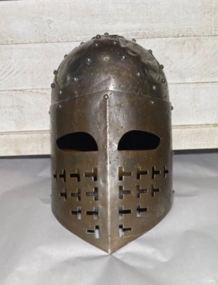 钢制中世纪风格老 Berserker 头盔 骑士 维京头盔 非常酷 — 第 1/4 张图片