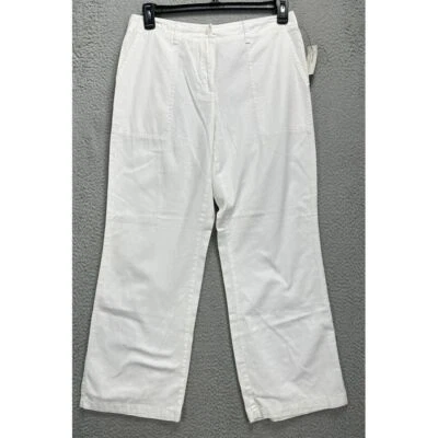 Van Heusen Pants Womens 12 White Stain Shield Khaki Chino High Rise Straight NEW - Image 1 of 4