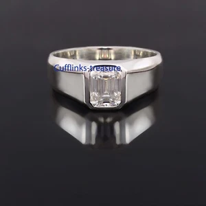 Natural White topaz Gemstone with 925 Solid sterling Silver Ring for Men's #9776 - Picture 1 of 6