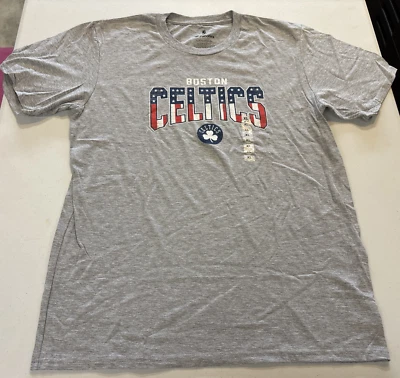Youth Fanatics NBA Boston Celtics T Shirt Gray American Flag Basketball Tee XL - Image 1 of 4