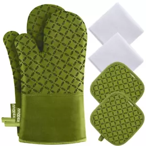 6Pcs Oven Mitts and Pot Holders with High Heat Resistant 500° and Non-Slip Silic - Picture 1 of 12