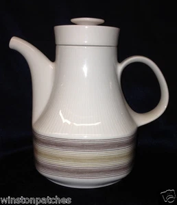 ARZBERG 8 CUP COFFEE TEA POT HORIZONTAL BROWN GOLD LINES HUTSCHENREUTHER - Picture 1 of 11