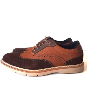 Zapatos Oxford informales Stacy Adams para hombre 8,5 Swift marrón gamuza cuero punta de ala E - Imagen 1 de 6