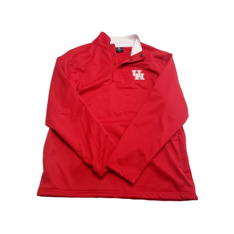 Houston Cougars NCAA Men Colosseum 1/4 Button Pullover Jacket Red/White Size XL Cover