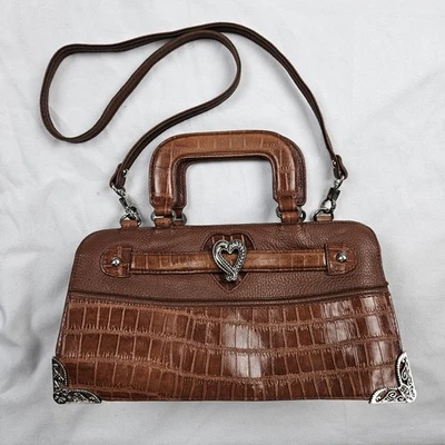 Bolso Bandolera MC Marc Chantel Cuero Marrón Correa con Asa Superior Tres 3 Bolsillos Foto 1 de 4