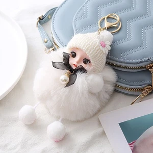 Cute Keychain Imitation Rex Rabbit Fur Big Eye Doll Pendant Car Bag Charm_W - Picture 1 of 24
