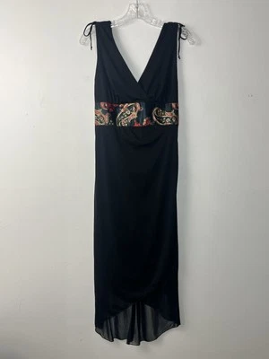 Vintage Ruby Max Empire Midi Dress Large Black Mesh Tulip Hem Whimsigoth 90s Y2K - Image 1 of 4