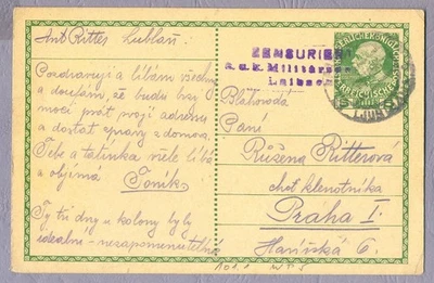 Austria Slovenia 1916 Laibach Ljubljana Slovenija Prag Field postcard Military - Image 1 of 2