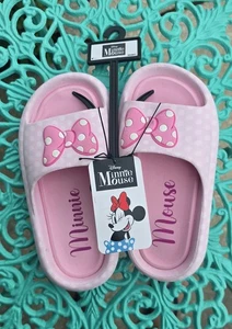 DISNEY MINNIE MOUSE BOW SLIDES GIRLS SIZE 2 PINK  - Picture 1 of 5