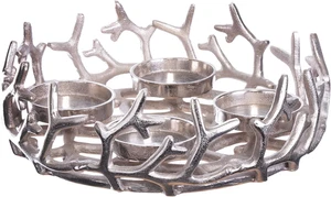 Corona Di Natale Argento Ø 28 Cm – Elegante Portacandele per 4 Candele, Centrota - Foto 1 di 12