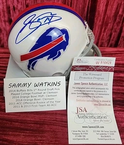 SAMMY WATKINS BUFFALO BILLS COA JSA  AUTO Signed AUTOGRAPH Mini Helmet - Picture 1 of 10
