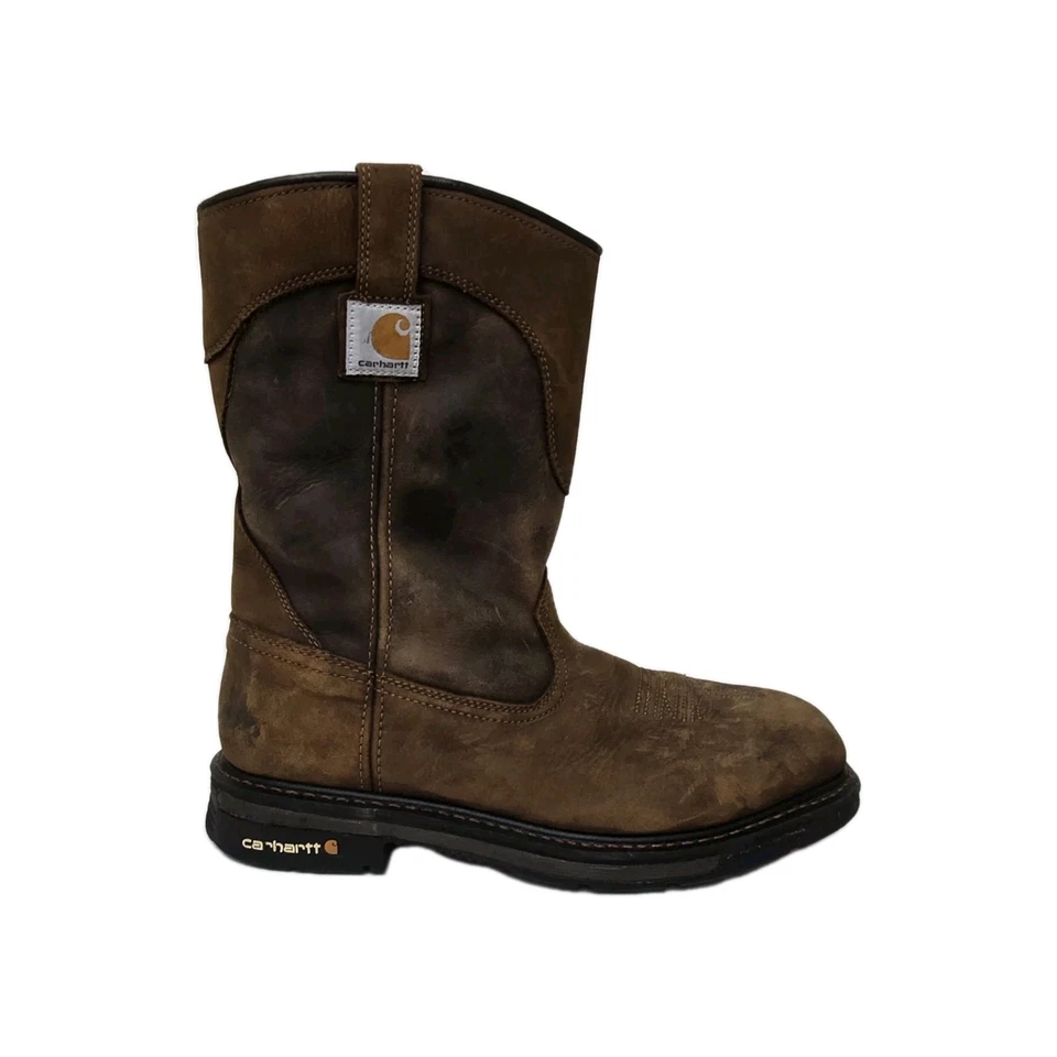 Bota de trabalho Carhartt Wellington 11" couro marrom impermeável biqueira de aço masculina 12 - Imagem 1 de 4