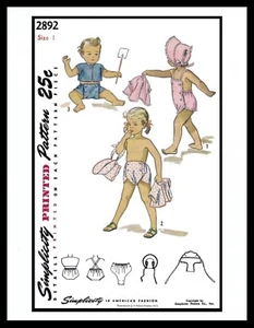 Simplicity 2892 Sunsuit Playsuit BABY BOY GIRL Beach BONNET Sewing Pattern Hat  - Picture 1 of 23