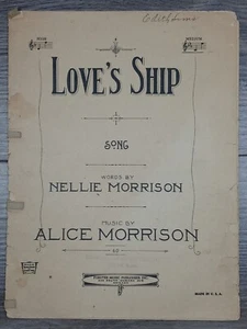 1920 LOVES SHIP Nellie Alice Morrison Waltz Antique Piano Sheet Music - Picture 1 of 7