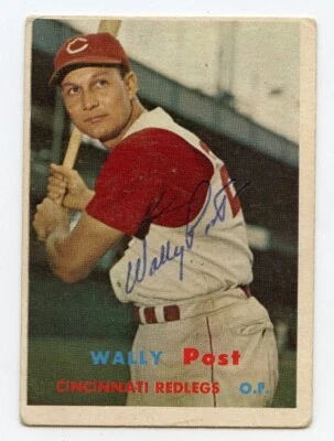 WALLY POST Assinado 1957 Topps #157 Vermelho Garantido Autêntico KOA - Imagem 1 de 2