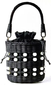 KATE SPADE X TARGET PEARL EMBELLISHED BLACK BASKET BUCKET HANDBAG BRAND NEW - Picture 1 of 9