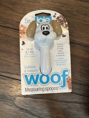 Dog Measuring Spoons Set Joie Woof 5 Piece White New - Image 1 of 2