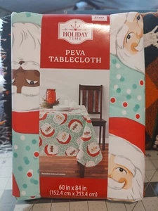 Brand New Santa: Holiday Time Peva Tablecloth; 60" * 84" - Picture 1 of 2