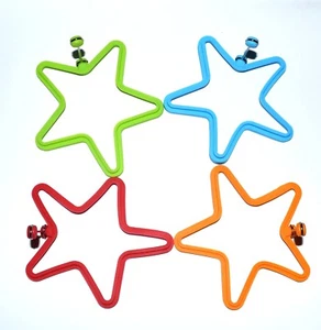 13.5cm Star Shaped Attached Handle Silicone Egg Moulds,Pancake Poach,Baking Ring - Picture 1 of 12