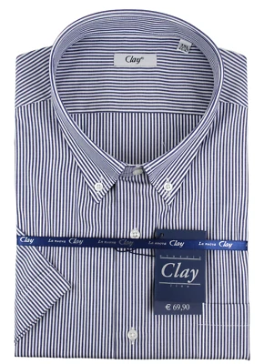 Clay Camicia conformata button down manica corta cotone 100% qualità garantita - Immagine 1 di 2