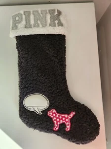 Victoria Secret PINK Limited Edition SHERPA Christmas Stocking Dog - Picture 1 of 19